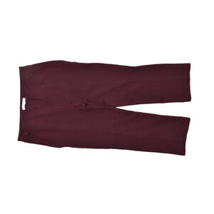 LOFT Women Petite Size LP Maroon Red Pull On Straight Cropped Pants Rayon Blend